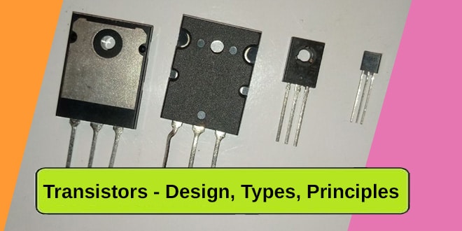 A picture showing transistors, their different design, types of transistors, transistor working principles, and applications of transistors. jpg